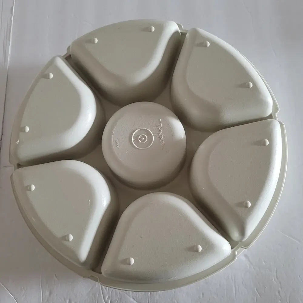 Vintage Tupperware 6-Compartment Serving Tray - Beige